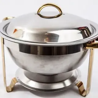 modern stainless steel round chafer rental