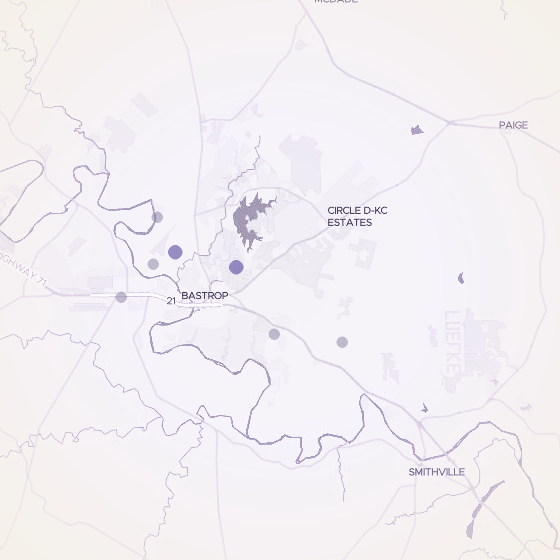 Interactive map of Bastrop, Austin