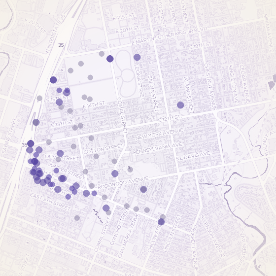 Interactive map of East 11th & 12th, Austin