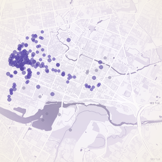 Interactive map of East Cesar Chavez, Austin