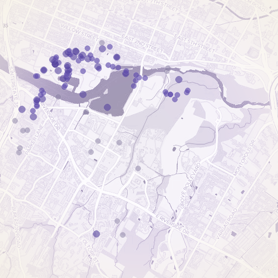 Interactive map of East Riverside, Austin