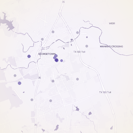 Interactive map of Georgetown, Austin