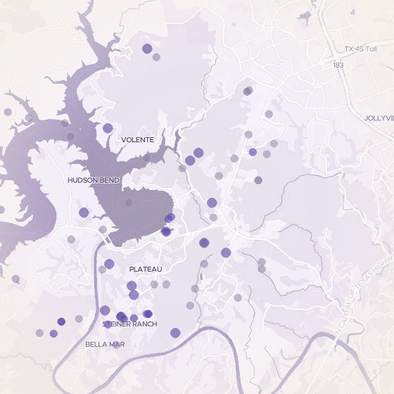 Interactive map of Lake Travis, Austin