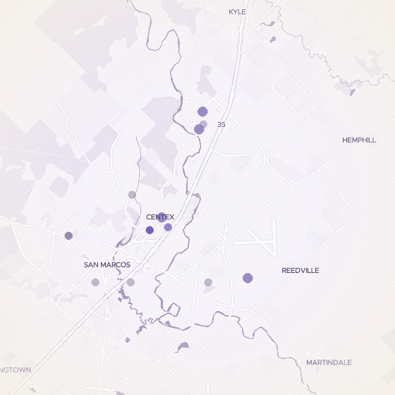 Interactive map of San Marcos, Austin