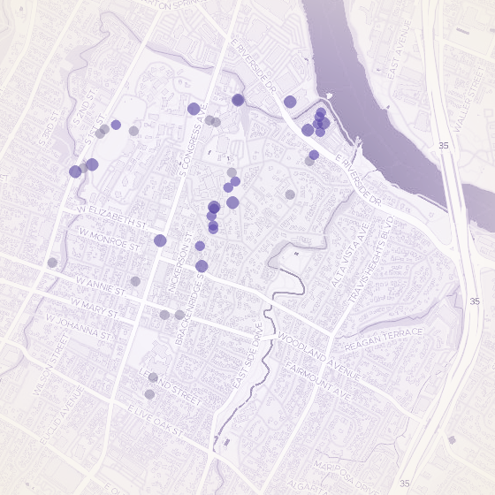 Interactive map of South Congress, Austin