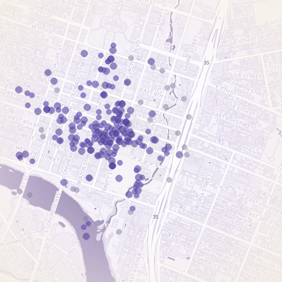 Interactive map of Warehouse District, Austin