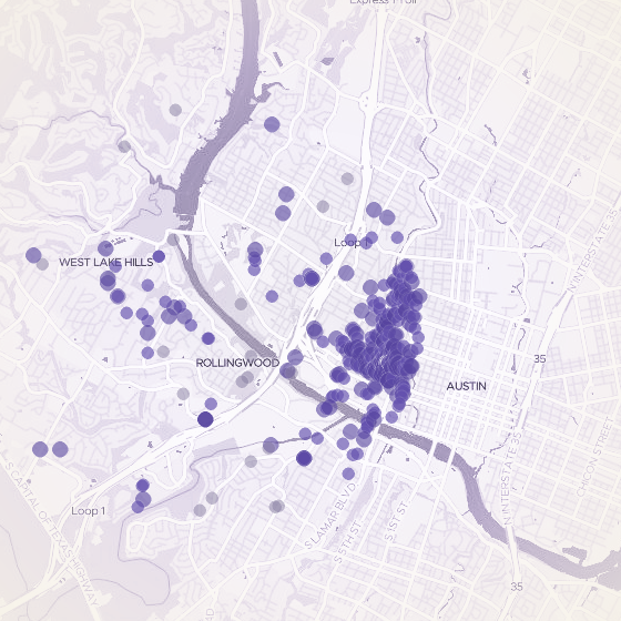 Interactive map of West Austin