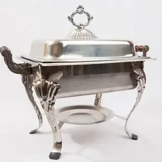 Antique Silver Round Chafer with Ornate Legs Rental | Austin\'s Elite Events