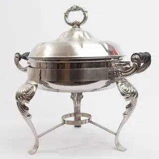 Classic Silver Soup Chafer with Ornate Base Rental